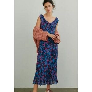 NWT Anthropologie Conditions Apply draped cowl neckline patterned maxi dress